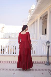 Vestido de Georgette Sintética con Lentejuelas y Bordados - Product Image 4