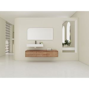 60-Inch <b>Wall</b> Mounted Bathroom Vanity with Resin Sink Soft-Close Drawer <b>Float</b> Mounting Design - Product Image 2