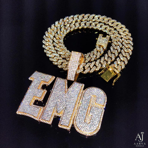 Collar AARVA JEWELS con Colgante de Letra en Moissanita Chapado en Oro, Estilo Hiphop, para Hombre, Certificado IGI, para Uso Diario - Product Image 3