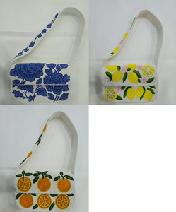 Bolso de Hombro Hecho a Mano con Cuentas de Seda Cruda para Mujer, Diseño Floral y de Frutas, Base Blanca, para Fiestas y Eventos Nocturnos - Product Image 2