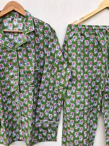 Conjunto de pijama de manga larga para mujer con estampado de dibujos animados, top con solapa y ribete en contraste, ropa de dormir para estar en casa con pantalones, top de pijama con cuello de solapa - Product Image 5