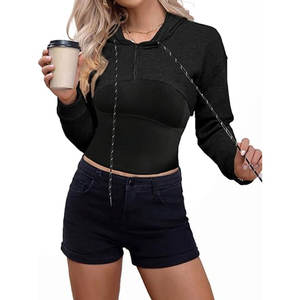 เสื้อฮู้ดครอปแขนยาวน้ำหนักเบา รุ่นใหม่ ไซส์ใหญ่ ระบายอากาศได้ดี ไม่เป็นขุย เหมาะสำหรับใส่กลางแจ้ง สำหรับผู้หญิง - Product Image 5