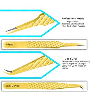 Pince à épiler à pointe dépoussiérée en acier inoxydable, pince à épiler d'extension de cils d'isolation en diamant, ramassage facile, beauté des cils de 0.03mm - Product Image 4