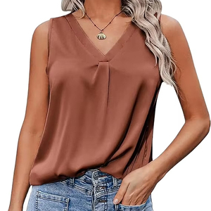 Elegante camiseta sin mangas negra para mujer, ropa informal de verano para la playa, camiseta sin mangas ajustada a la moda para mujer - Product Image 5