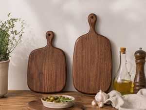 Planche à découper rectangulaire durable en acacia naturel pour la cuisine, la préparation des aliments, la découpe des légumes, la préparation des repas, le service - Product Image 2