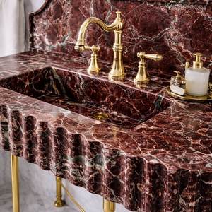 Lavabo de Baño Moderno de Mármol Rosso Levanto con Desagüe para Uso en Almacenes - Product Image 3