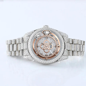 Montre de luxe en moissanite pour homme, entièrement sertie de pierres, en acier inoxydable, montre diamantée - Product Image 1