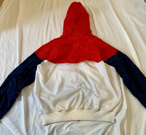 <b>Men's</b> Red White Navy Color Block Hooded <b>Racer</b> <b>Jacket</b> Windproof Zipper Sporty Style Autumn Wear - Product Image 4