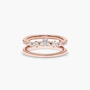 Prong <b>Set</b> Insert Wedding <b>Ring</b> With Round Diamonds In Yellow <b>Gold</b> - Product Image 4