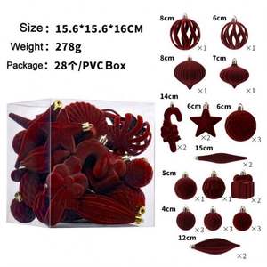 Nouvelle Arrivée Design Luxe Pack de 28 Boules de Noël Floquées en Velours pour Décoration - Product Image 3