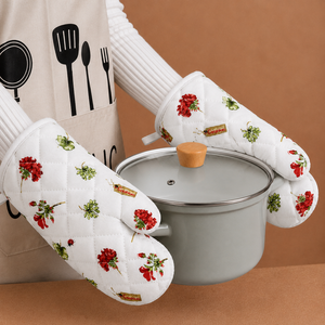 Floral Printed Design 100% Cotton Professional Oven <b>Gloves</b> OEM Large Size Oven <b>Mittens</b> at Affordable Price in India - Product Image 1