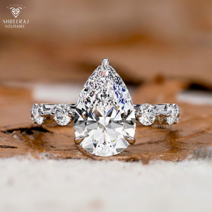 Women's Diamond Engagement Ring Pear Shaped Solitaire Wedding Ring 4.40 CTW Lab Grown IGI Certified Eternity Band 14K Solid Gold - Product Image 1