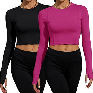 Private Label Breathable Adults Women <b>Crop</b> Compression <b>Top</b> Best Selling Gym Wear Women <b>Crop</b> Compression <b>Tops</b> - Product Image 1