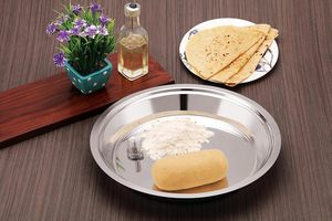 Assiette à dîner en acier inoxydable de qualité supérieure |   Assiette Ronde en Métal Durable pour la Maison, la Cuisine, le Restaurant, l'Hôtel, pour Servir les Repas - Product Image 6