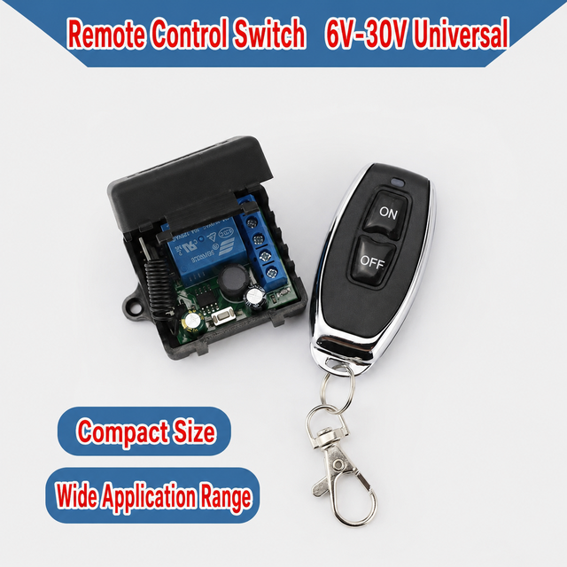 DC 12V Single Channel Rolling Code Learning 433.92MHz 4-Button Transmitter Receiver 100M Range ABS Plastic Silicone Remote