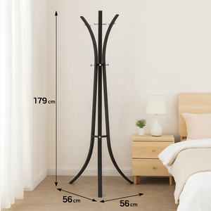 Modern Steel 6 Hook Powder Coated <b>Standing</b> Coat Rack Vertical Declutter Hotel Living Room Bedroom Dining Home Furniture - Product Image 2