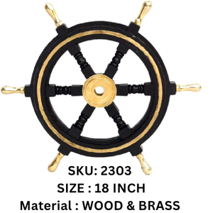 Wooden Ship Wheel <b>Wall</b> Decor Nautical Steering Wheel Model Polished <b>Round</b> <b>Wall</b> Hanging 4 Inch Home Office Decor - Product Image 3