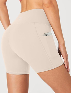 Shorts Deportivos de Cintura Regular para Mujer, Color Sólido, Ecológicos, Color Personalizado, Sin Costuras, Elásticos, con Bolsillos, Tejido Deportivo - Product Image 1