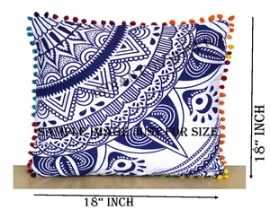 Beautiful Burning Sun Printed Cotton Square <b>Cushion</b> Cover Set Of 4 Pcs Geometric for Home <b>Bed</b> Pillow Cases By Indian Consigners - Product Image 5