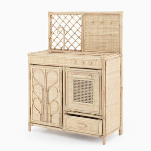 Premium kids role-play toys eco-friendly rattan play <b>kitchen</b> stove educational kid toy <b>kitchens</b> - Product Image 2