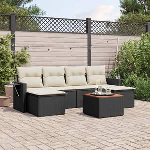 Conjunto de Sofá de Jardín de Ratán PE Negro con Patas Ajustables Grandes - Product Image 1