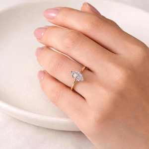 1ct Dutch Marquise Lab Grown Diamond Vintage 10K 14K 18K Solid Gold Color DEF Clarity VS VVS Diamond Engagement Single Thin Band - Product Image 5
