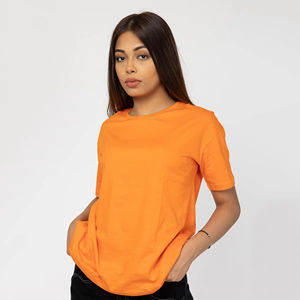 Camisetas de Mujer de Gran Tamaño, Camiseta Informal para Mujer, Camiseta Holgada Transpirable 100% Algodón, Color Naranja, Cuello Redondo - Product Image 6