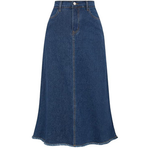 Women High Waist Denim <b>Maxi</b> <b>Skirt</b> Solid Color Straight Cut Casual Floor Length Jean <b>Skirt</b> <b>with</b> <b>Pockets</b> Comfortable Woven Fabric - Product Image 1