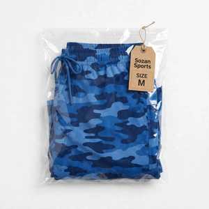 Shorts de bain pour homme en polyester léger, camouflage bleu, séchage rapide, taille élastique avec cordon de serrage - Product Image 6