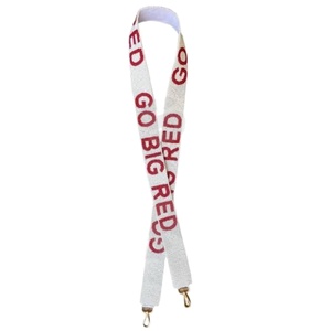 Go Big <b>Red</b> Customized White Gold Seed Bead Bag Straps 'Hook Em Horns' Fashionable Accessory Beaded <b>Purse</b> Strap - Product Image 1