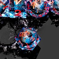 Ensemble de dés en résine faits à la main Beholder's Dragon Eye DND, à cœur liquide œil de chat, à bords tranchants, pour Dungeons & Dragons TTRPG, rose et bleu, 7 pièces