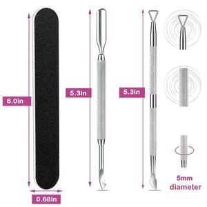 Set de cuidado de uñas de acero inoxidable con pulidor y herramienta de doble punta para empujar cutículas para manicura - Product Image 4
