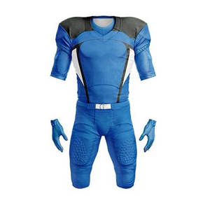 American Football Uniform Set Blue V-Neck Short Sleeve Moisture Wicking Polyester Men's <b>Athletic</b> Wear All Seasons Customizable - Product Image 4