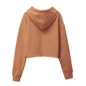 New Arrival Best Style Winter Casual Women's Lined Hooded <b>Crop</b> <b>Top</b> Hoodies High Quality Front Logo Cotton Bamboo Fiber Autumn - Product Image 2