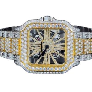 Luxury Rectangular Diamond Accented <b>Mechanical</b> <b>Watch</b> Stainless Steel Band Analog Display Case Deployment Clasp Unisex - Product Image 1