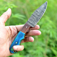 Lot de couteaux de chasse et de camping DIY en acier Damas à pointe tombante, manche en bois Pakka durable, personnalisable OEM