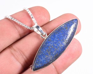 Colgante de Lapislázuli Natural con Cadena de Plata de Ley 925 |   Collar de Piedras Preciosas Azules |   Proveedor de Joyería de Plata al por Mayor - Product Image 3