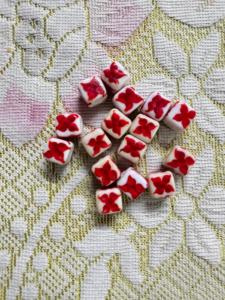 Wholesale Lampwork Millefiori Glass <b>Beads</b> | 12 Square <b>Red</b> Flower Inlay Oval <b>Beads</b> in Box for Jewelry Making - Product Image 3