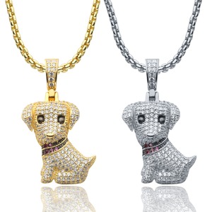 Pendentif personnalisé Hip Hop tendance en argent sterling 925 plaqué or, motif chien, fabriqué en usine de bijoux - Product Image 2