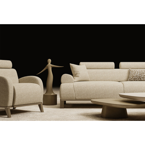 Conjunto de Sofá Tapizado Contemporáneo con Sillón y Mesas de Centro Ovaladas para Sala de Estar, Diseño Moderno en Tela - Product Image 4