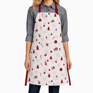 New printed Design Soft Quality Eco Friendly <b>Kitchen</b> <b>Apron</b> Professional Manufacturer Christmas Bib <b>Apron</b> With Pocket - Product Image 1