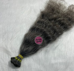 Extensions de cheveux indiens Remy vierges de haute qualité, grises, bouclées, non traitées, à pointe plate, invisibles, avec kératine, 100% cheveux vierges - Product Image 3