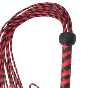 Real Cowhide Leather <b>Flogger</b> with Decorative Braided Handle and Wrist Strap - Product Image 4