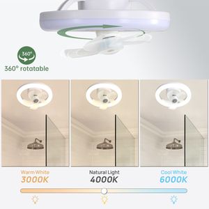 Ventilador de techo con enchufe LED con luz y rotación remota de 360 grados 3 colores y 3 velocidades de viento - Product Image 4