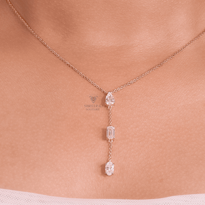 Collar con Colgante de Diamantes de Varias Formas de 1.50 CTW para Mujer, Collar de Diamantes con Corte Oval, Pera y Esmeralda en Oro Sólido de 14K, Regalo de Aniversario - Product Image 4