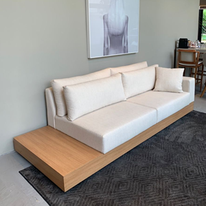 Modern Platform Sofa Minimalist Low <b>Seating</b> Couch with Wooden Base Contemporary Living Room Furniture <b>for</b> Villa Hotel - Product Image 1