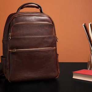 Heavy Duty <b>Waterproof</b> Genuine Leather Rucksack Vintage Anti-Theft Laptop <b>Backpack</b> for International Travel LBP-0353 - Product Image 1