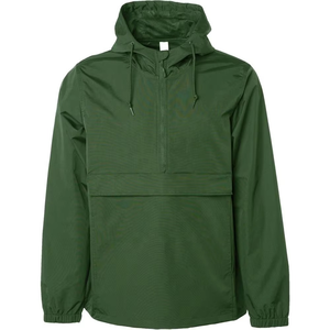 Blouson d'hiver pour homme à capuche, coupe-vent demi-zippé avec logo frontal, 100 % polyester, pour l'extérieur, fourniture directe usine - Product Image 3