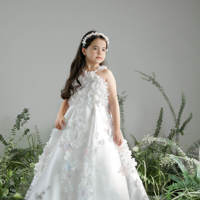Robe de Soirée sans Manches Type Robe de Bal, Ornée de Perles à la Main et de Fleurs 3D, pour Demoiselle d'Honneur ou Fillette de Mariage – Modèle Rosa