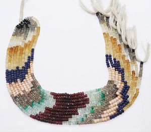 Cuentas redondas semifacétadas de mezcla natural de 4 mm, cuentas de piedras semipreciosas de 13 pulgadas, cuentas redondas de colores mixtos para la fabricación de joyería. - Product Image 1